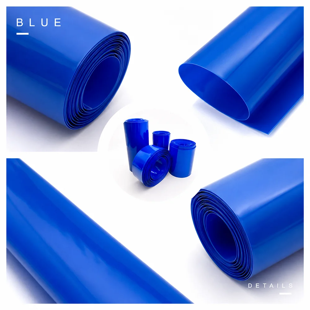 10M/5M/2M 18650 PVC Battery  Blue Heat Shrink Tube Width 30-300mm Moisture proof/electrical wire harness insulation sleeve