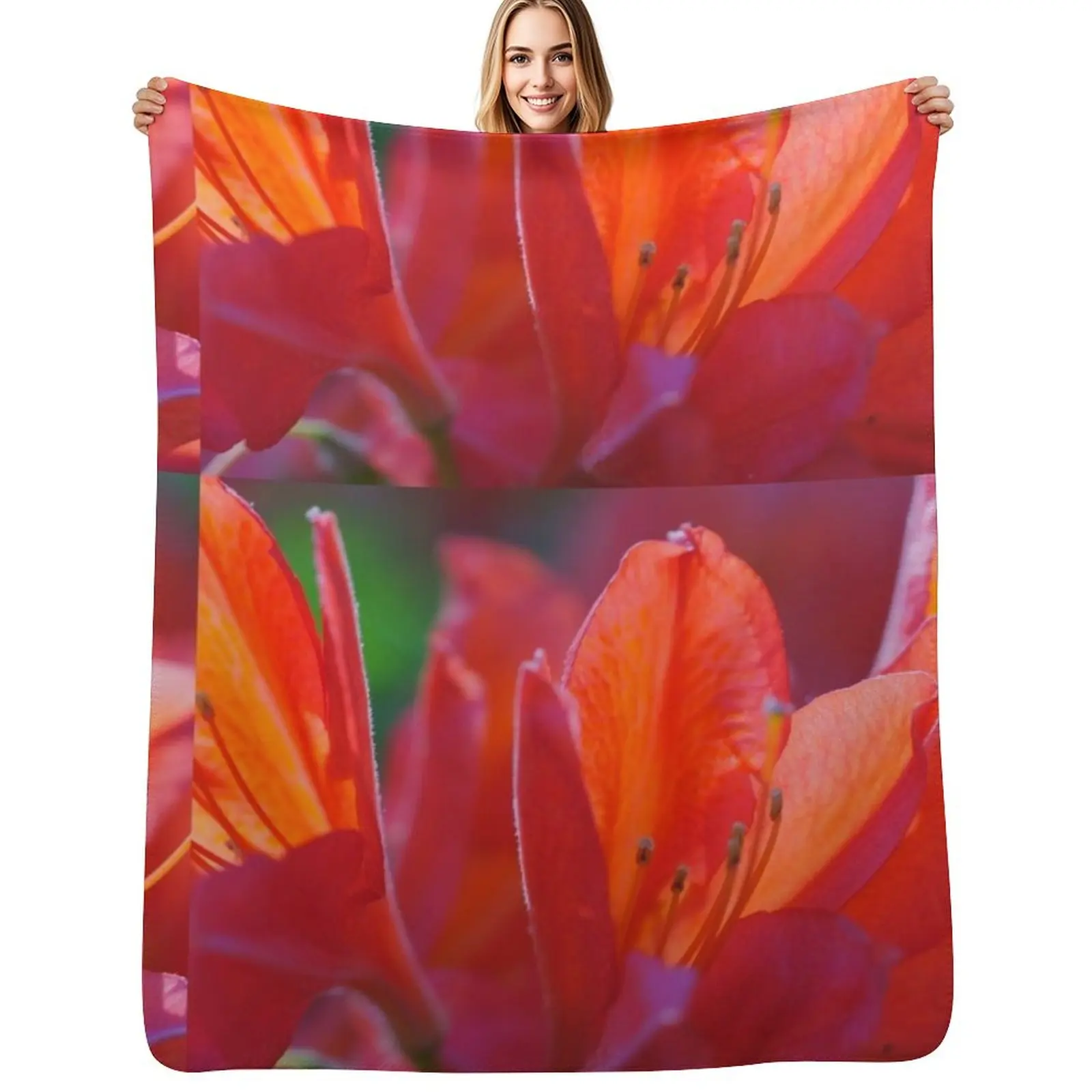 bright red rhododendron flower Throw Blanket Nap Bed covers for babies valentine gift ideas sofa bed Flannel Blankets