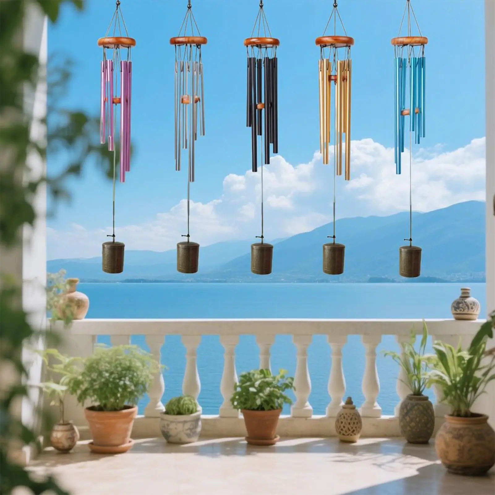 Aluminum Wind Chimes For Outside 26 Inches Aluminum Tubing Porch Windchime Hangable Metal Retro Wind Chimes For Garden Balcony