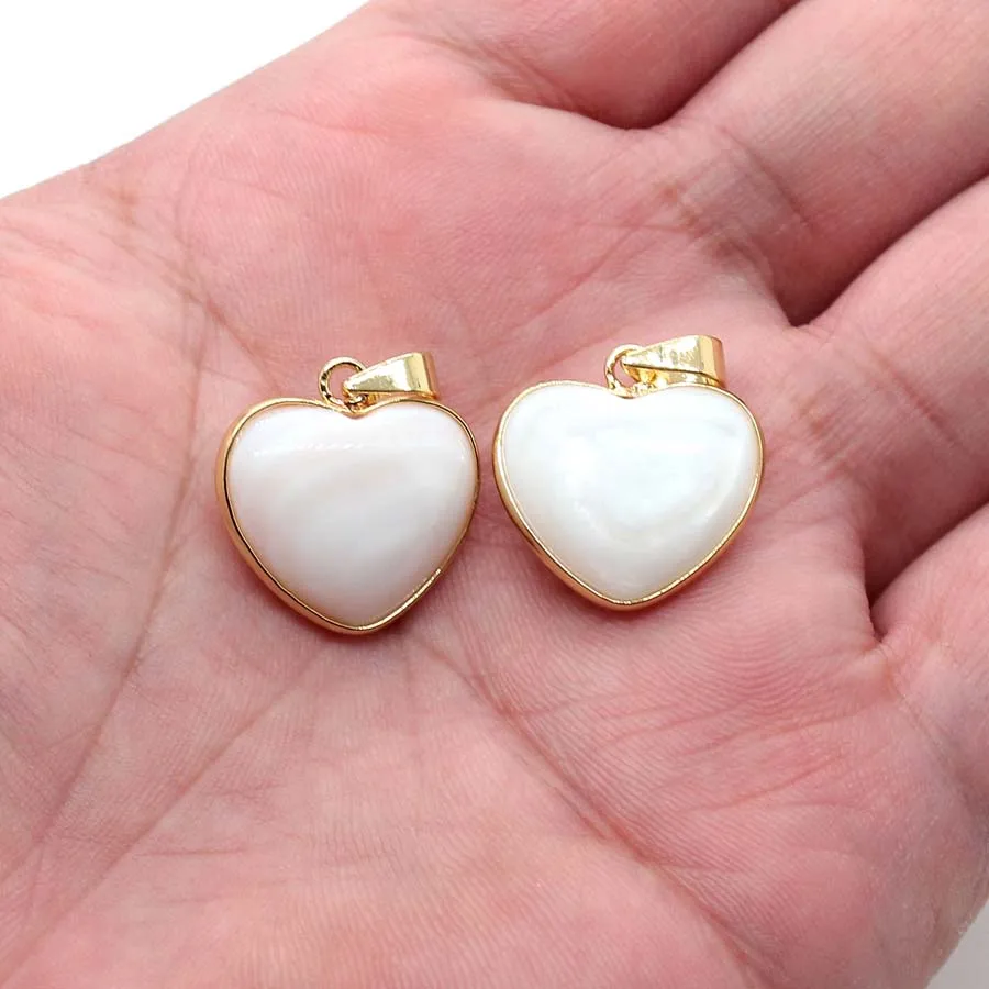 الطبيعية الأبيض قذيفة شكل قلب المعلقات للنساء قلادة DIY الذهب الأصفر اللون الأبيض البحر Sehll قلادة رجل صنع المجوهرات