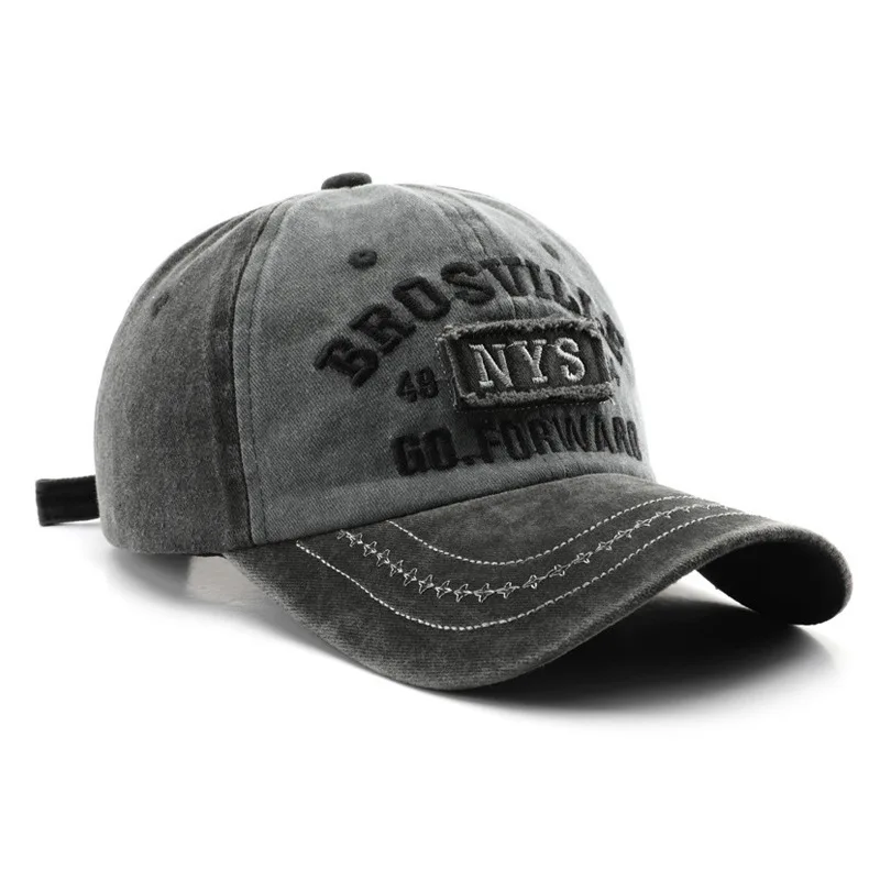 Retro Streetwear Washed Distressed Baseball Cap Unisex Embroidered Adjustable Cotton Hat Daily Outdoor Hiking Travel