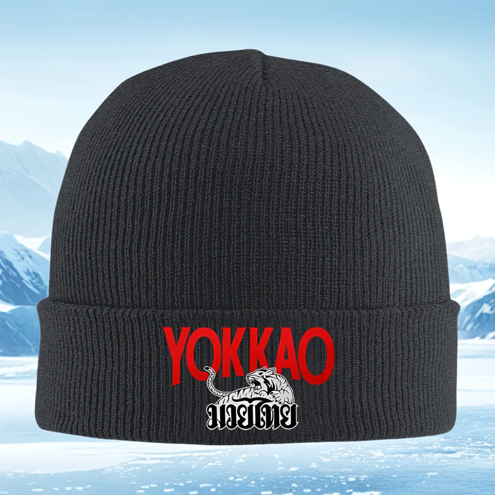 YOKKAO Tiger fighting Muay Thai strong Men Women Unisex Knitted Hat Beanie Pullover Cap Winter Thermal Warm Christmas Outdoor Cy