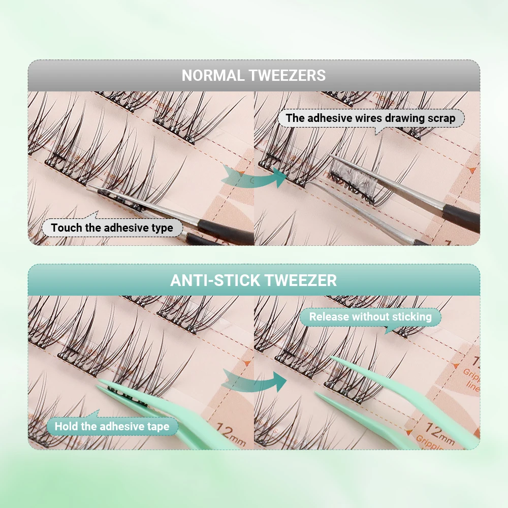 Lashtalk 1 Stück DIY Wimpernpinzette, antihaftbeschichtet, nicht klebrig, antihaftbeschichtet, falsche Wimpern mit selbstklebenden Wimpern, kein Kleber, Make-up-Werkzeug