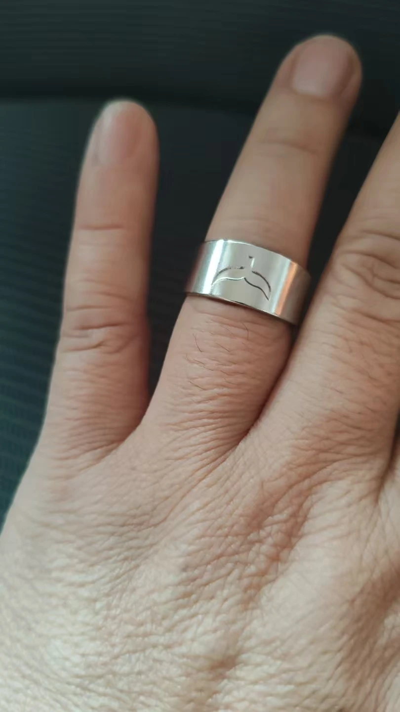 Stainless Steel Shark Whale Tail Ring - view 4
