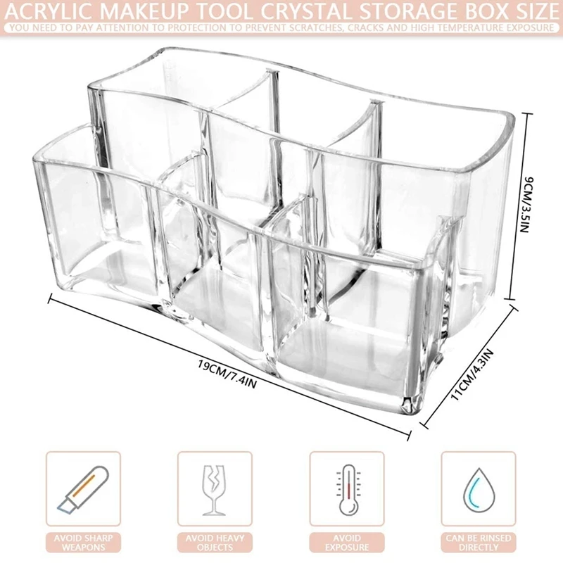 Cosmetic Organizer, Make-Up Storage Crystal Clear Cosmetic Brush Cosmetic Storage Container Jewelry Box