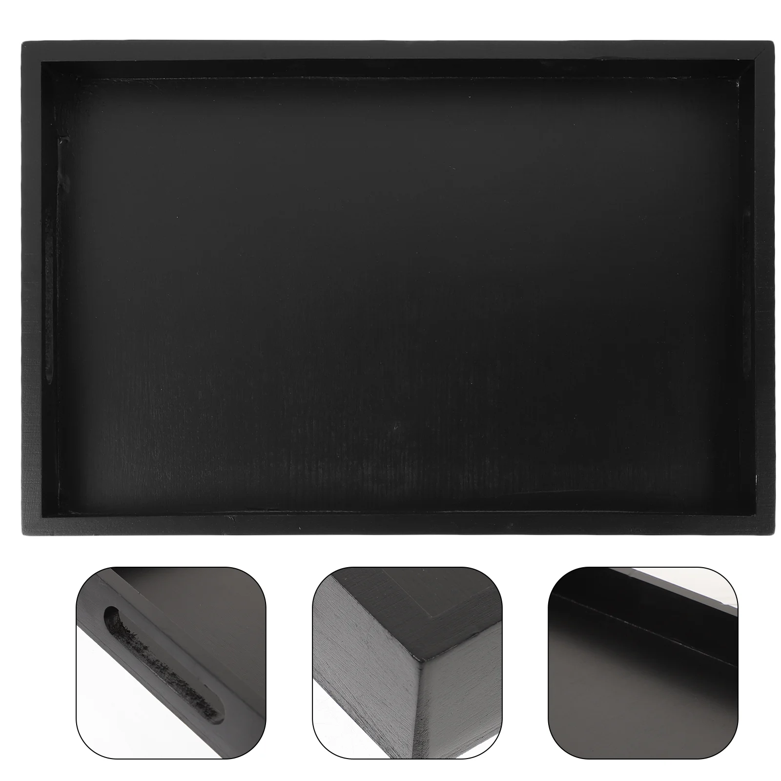 

Rectangular Wood Tray Tea Tray Fruit Serving Tray Snack Platter Household Tray Black Platters Water Cup Tray Bowls Plates Home