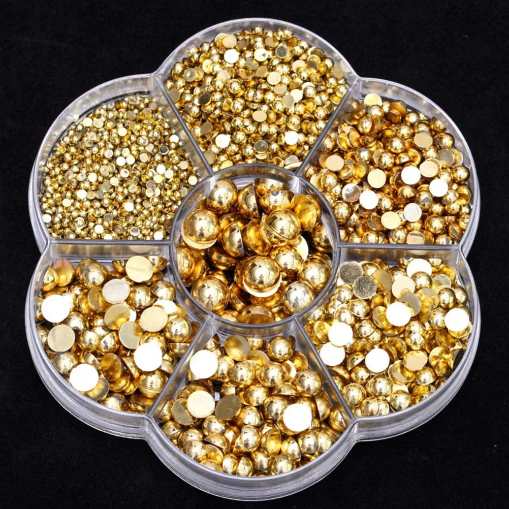 2465 Stuks Plastic Hars Kralen Set Half Ronde Parel DIY Nail Art Kit voor Manicure Decor Kaviaar Stenen Steentjes Kristallen Edelstenen