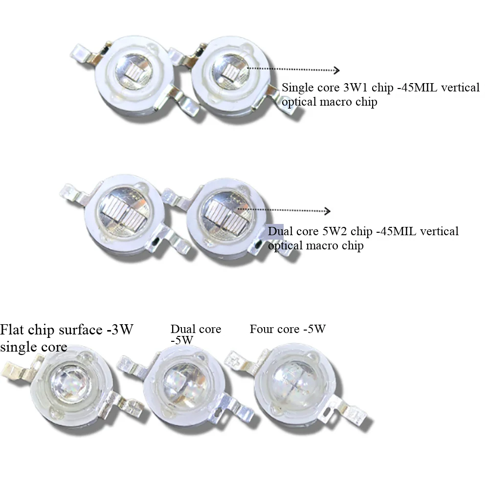 6pcs 2 Chips 3 Chips 4 Chips LED Beads 395nm 405nm 410n'nm420n'nm3W5W Purple Light Lamp