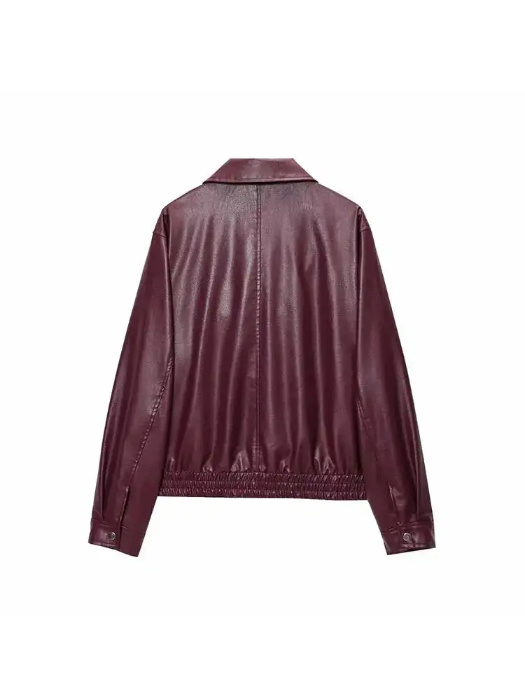 เสื้อแจ็คเก็ตผู้หญิงสไตล์วินเทจ หนัง PU ลำลอง แฟชั่นสตรีทแวร์ ฤดูใบไม้ร่วง 2026 ซิปหน้า ดีไซน์เก๋ เท่ห์ ทันสมัย