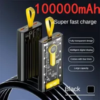 100000mah Power Bank for Xiaomi Portable Real Capacity Power Bank Fast Charging 5V 2A Dual USB Output with LED Night Light