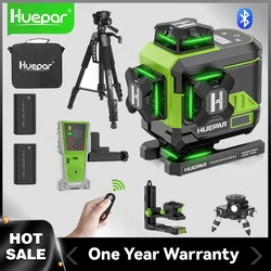 Huepar 16 Lines 4D Self-Leveling Laser Level 4x360°Cross Line Laser with LCD Screen Bluetooth & Remote Control 2x Battery Z04CG