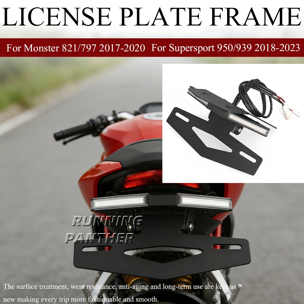 

New Motorcycle parts license plate holder integrated indicator light signal light For Ducati Monster 821 797 Supersport 950 939