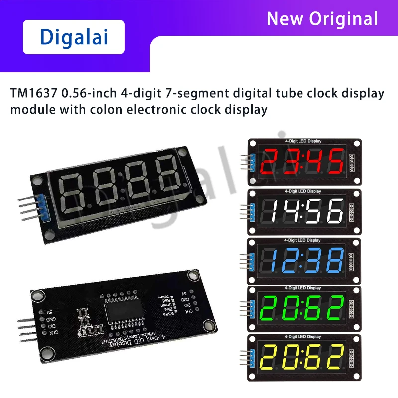TM1637 0.56-inch four-digit seven-segment digital tube clock display module with clock display