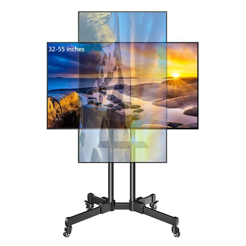 

32-55 inch display screen TV stand, horizontal and vertical screen switching, rotating and moving floor mounted trolley