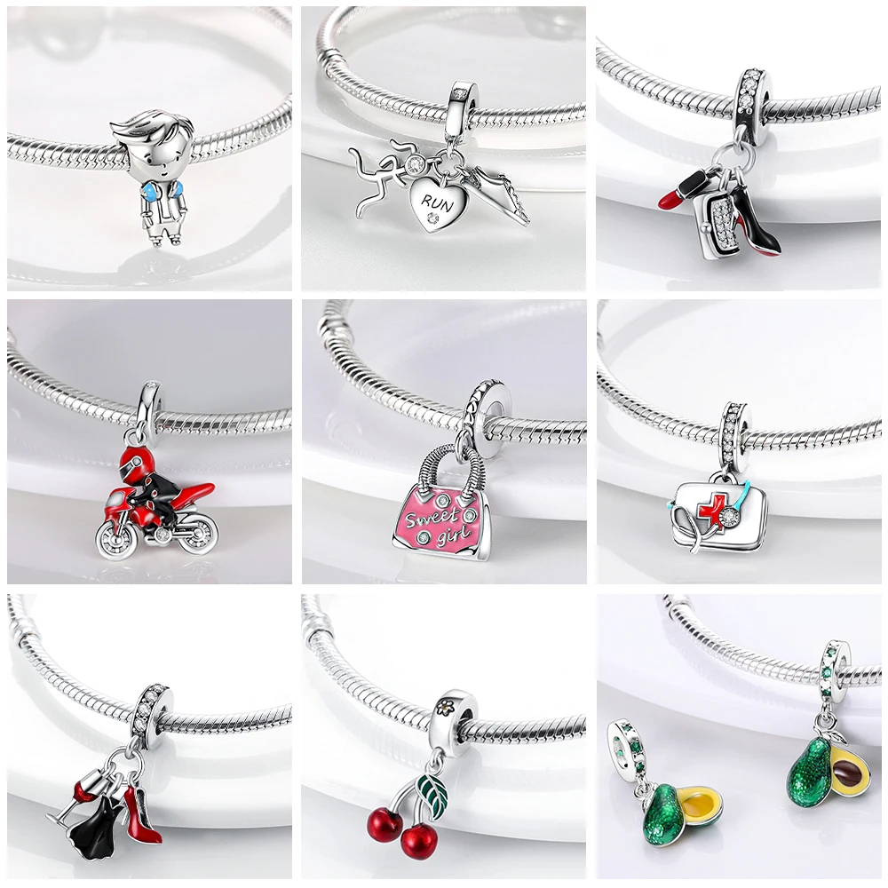New Silver Plated Coffee Hot Air Balloon Flower Charms Fit Original Bangle Makeup Product Charm Bracelet DIY Women Jewelry Gift