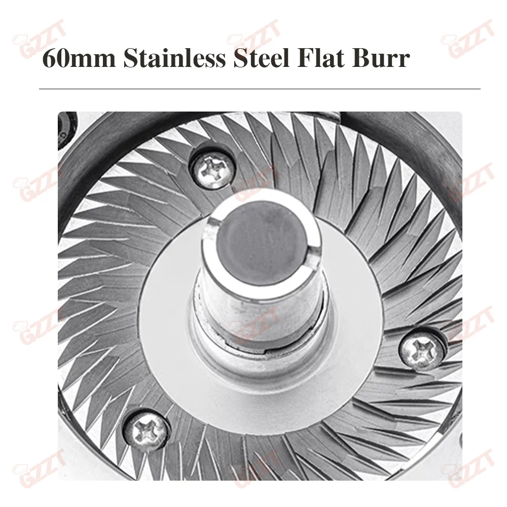 GZZT CG16 Espresso Coffee Grinder Electric Household Coffee Bean Grinder 60mm Flat Burr 500g Commercial Coffee Bean Miiler 220V