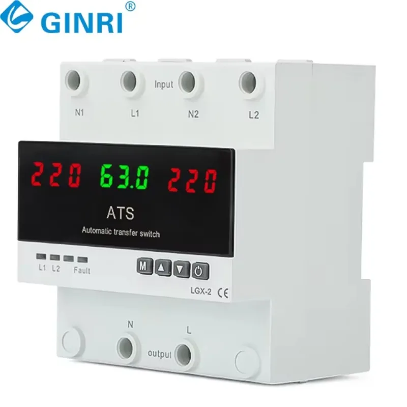 JMRD-DSX 63A 100A Transfer Switch Automatic Relay ATS with High/Low Voltage Protection Relay Home Use