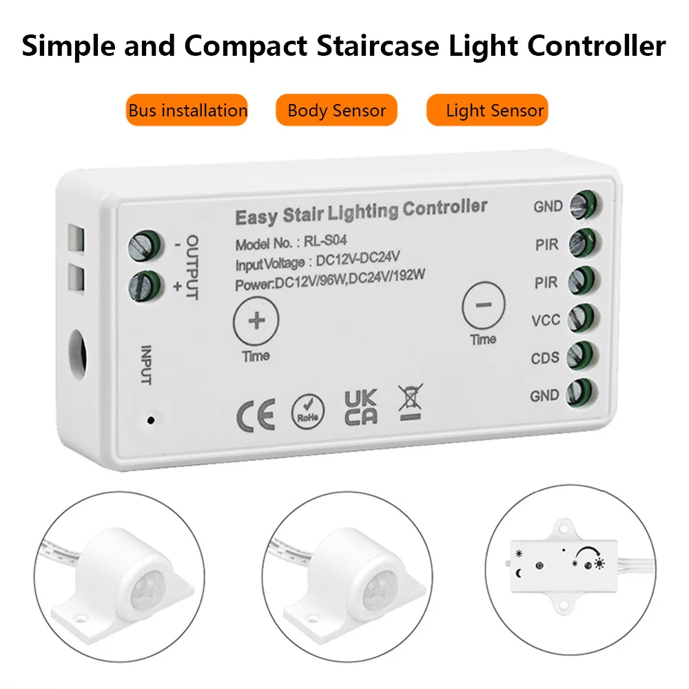 Aipintech WiFi Tuya APP DC 12V 24V 8A Easy LED Stair Lighting Controller PIR Infrared Human Motion Daylight Sensor Switch