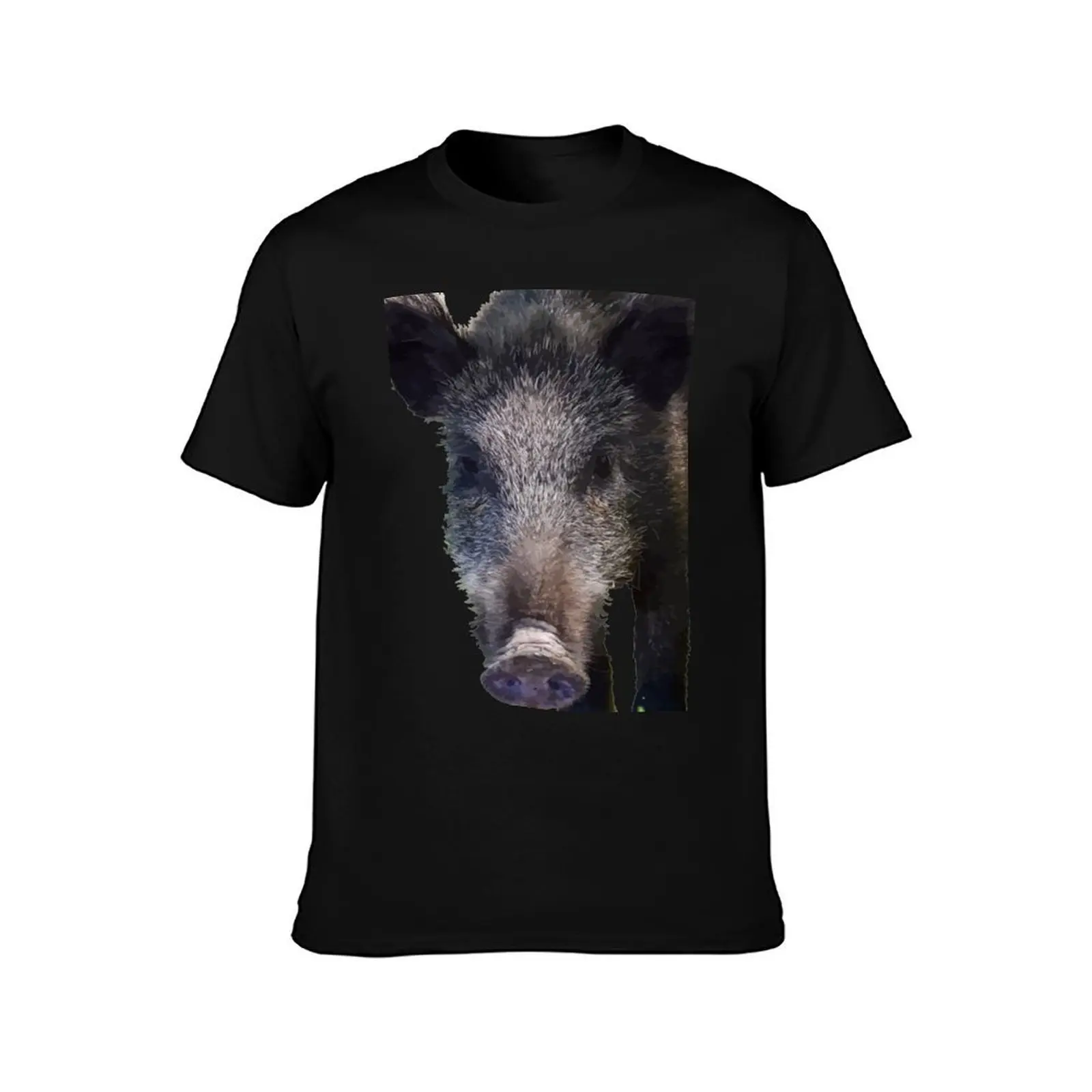 Boar Making Eye Contact Vector Art T-Shirt Work Comfort T-Shirt for Men