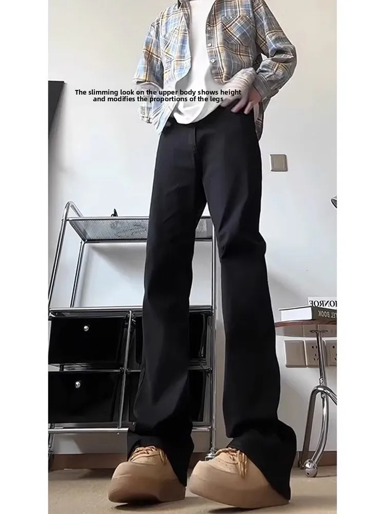 

Мужские расклешенные джинсы American High Street Bla, утягивающие брюки с высокими лезвиями, молодежные модные прямые брюки