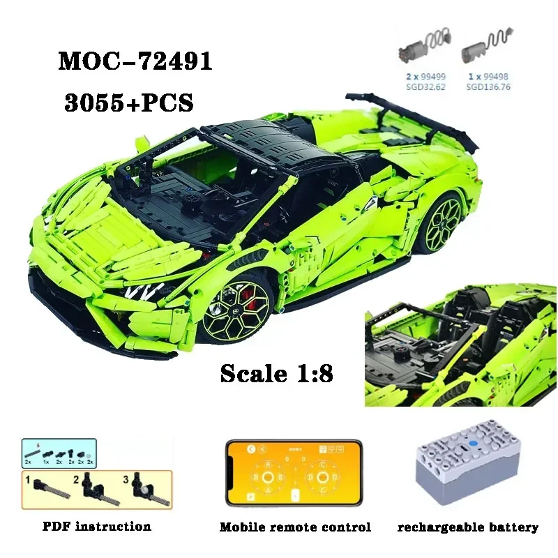 MOC-72491 Building Blocks Sports Car, Racing Building Blocks 3055+PCS Parts Children\'s Toy Gift Birthday Gift Christmas Gift