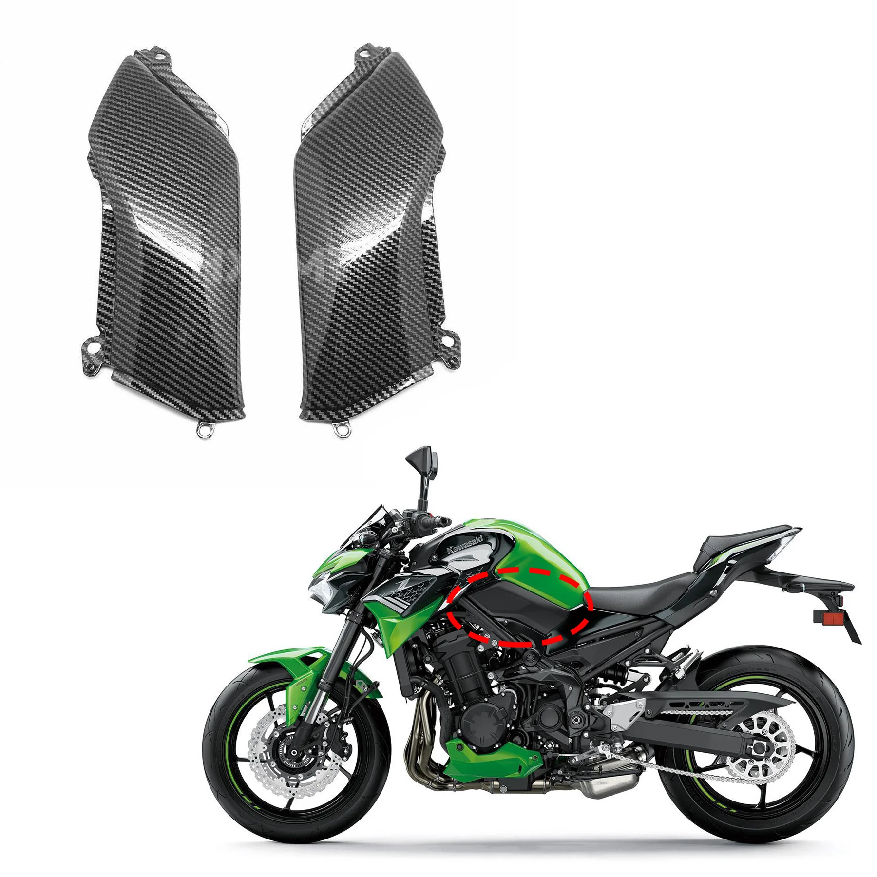 

For Kawasaki Z900 2020 2021 2022 2023 Tank Front Side Panel Trim Cover Fairing Cowl Gas Guard Unpainted Motorcycle Accessories