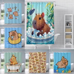 Shower Curtain Waterproof Polyester Fabric Paint Colorful Bath Cute Capybaras Curtains Home Bathroom Decor Curtain With Hook