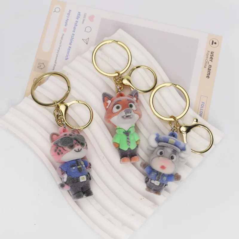 LLavero de Zootopia flocado, accesorios DIY, figura de goma suave, colgante, caja ciega, bolsa de figura, accesorios