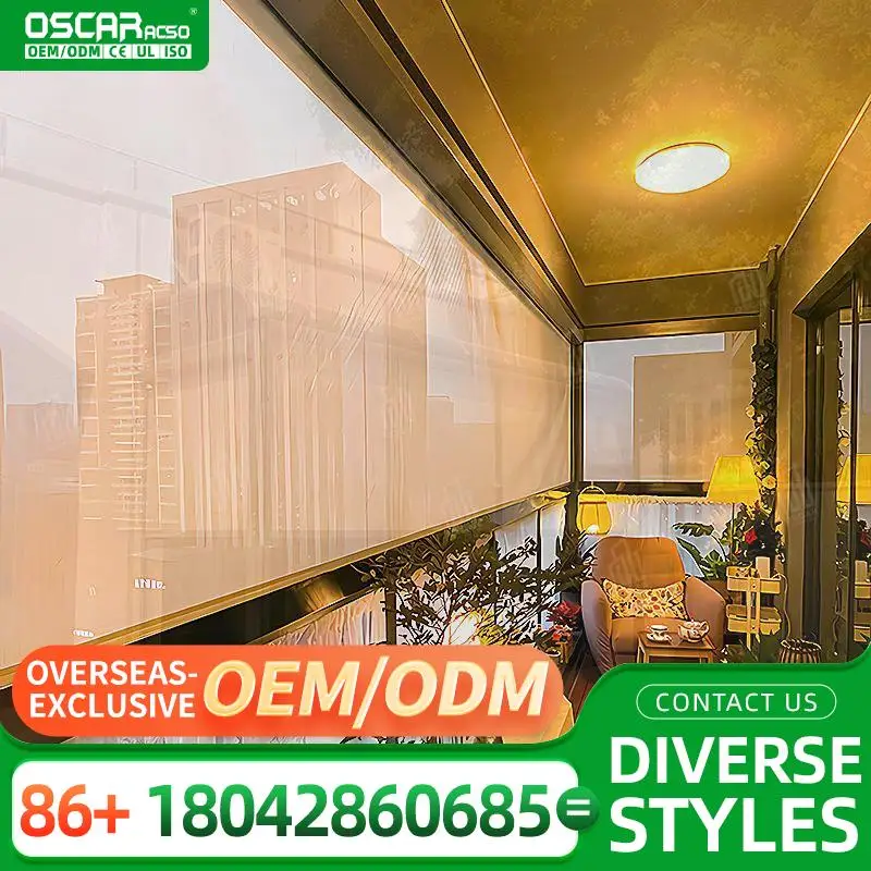 Motorized Roller Sun Shades Screen Outdoor Windproof for Balcony Zip Track Smart Home Decoration Rolling Blind