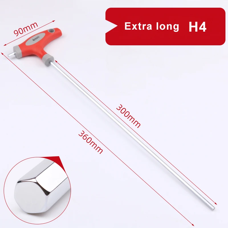 360mm Length 3-10mm Hex Key Wrench T-Handle Spanner Flat Head Socket Screwdriver Allen Hex Wrench Hand Tool Extra Long Arm Tools