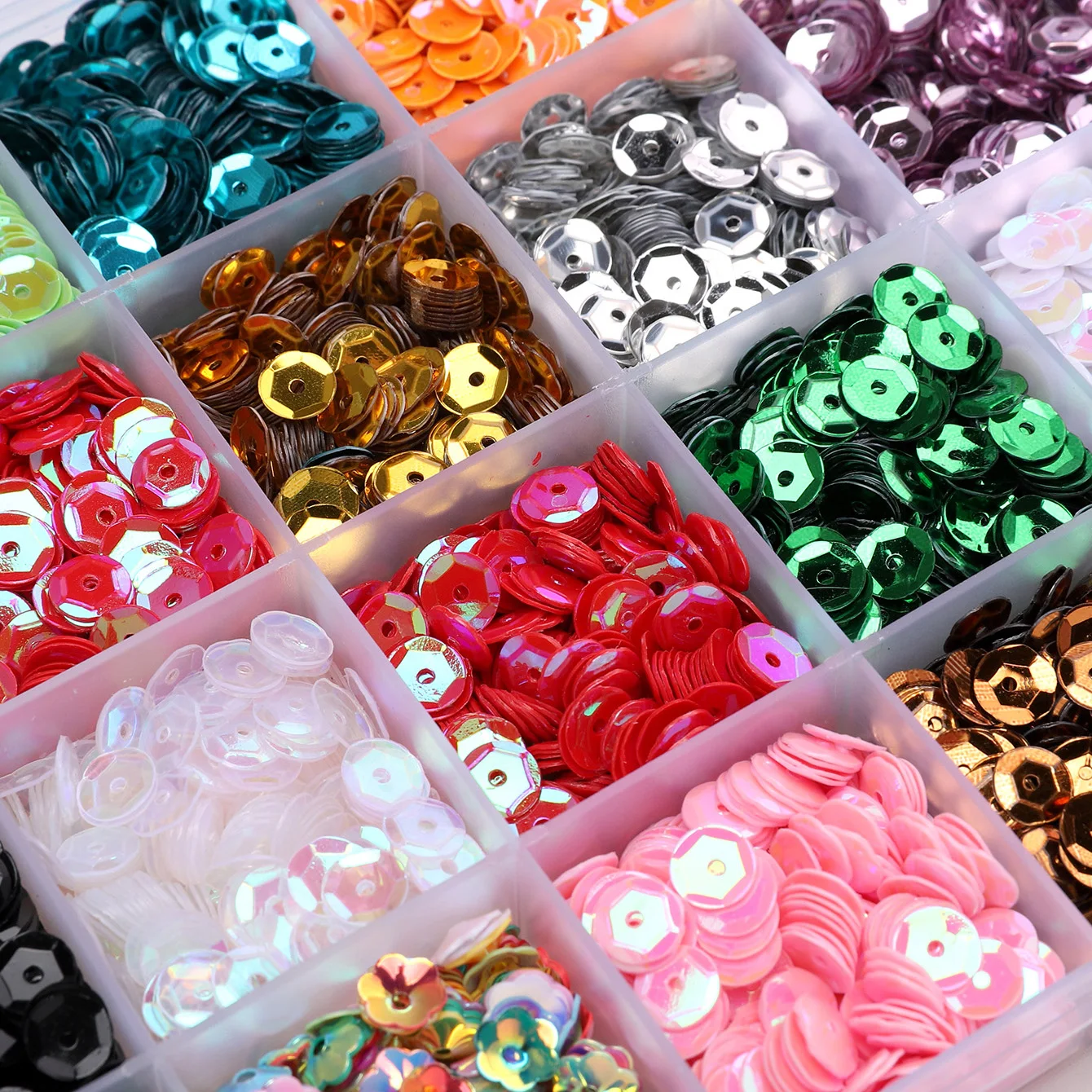 24Colors Sequins Concave Round Loose Crafts Sequins, Sewing Clothes Decoration DIY Jewelry Accessories Sequins Making Kit