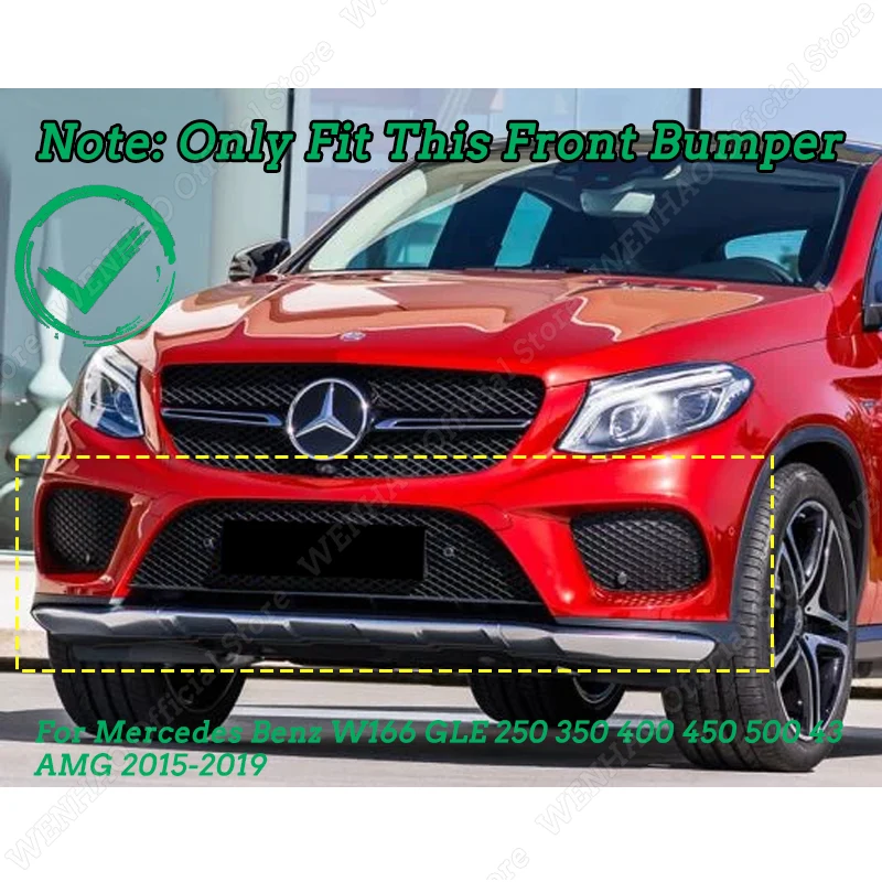 Car Front Bumper Lip Grille Fog Lamp Cover For Mercedes Benz W166 GLE 250 350 400 450 500 43 AMG 2015-2019 Air Knife Body Kit