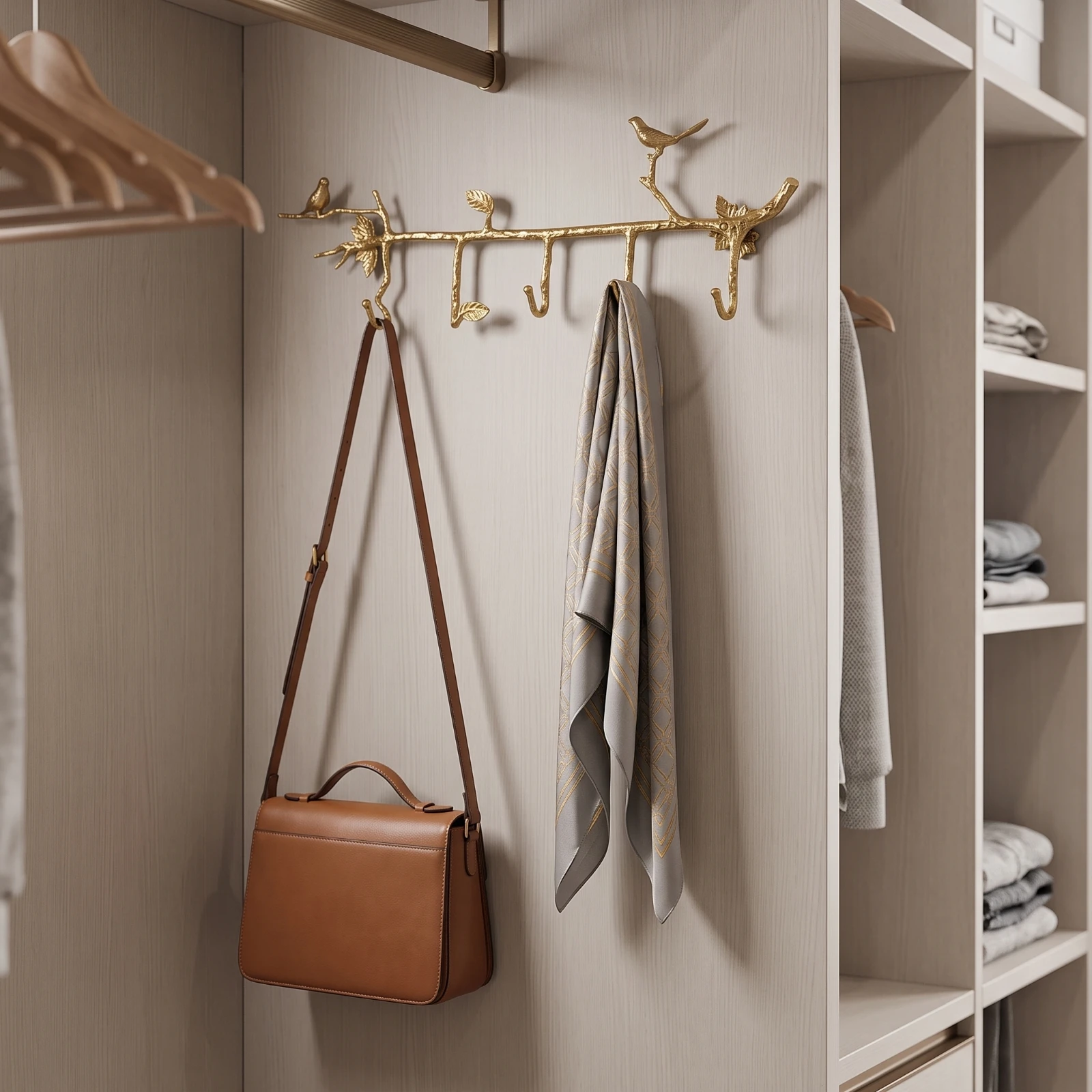 Coat Hook Rack Nature-Inspired Hook Rack with Bird Accents Coat Hanger Wall Mount Artistic Space-Saving for Entryway, Hallway