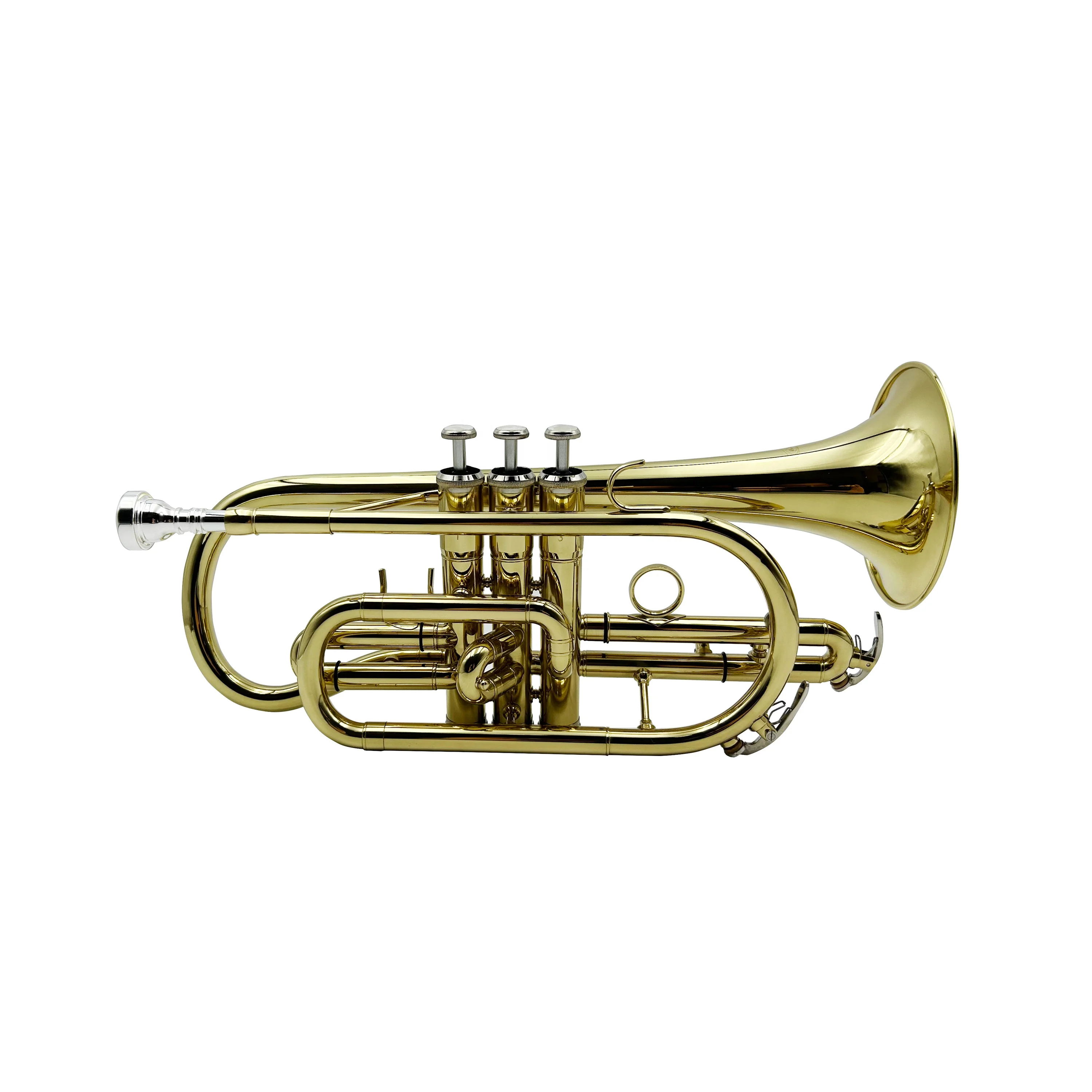 Cornet BB Key Brass Body Gold Lacquer Surface Professional Wind Musical Instrument OEM Accepted For Music Learner Practice