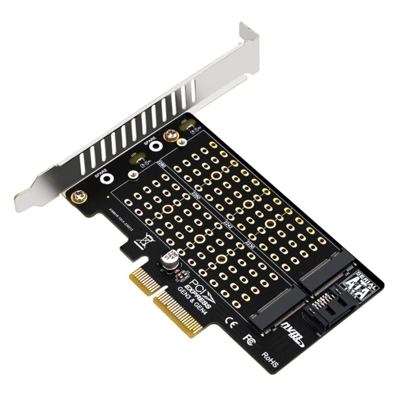 M-key M.2 NVME SSD to PCI-EX4 Adapter Support B/M-key M.2 ngff-SSD to Sata Adapter M2 to PCIE Dual-Bay Expansion Card