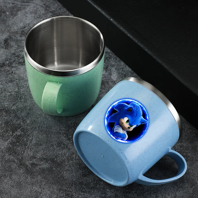 

Anime Sonics Water Cup 304 Stainless Steel Portable Coffee Milk Cup Travel Mug Heat Resistant Drinking Cups Kids Birthday Gift