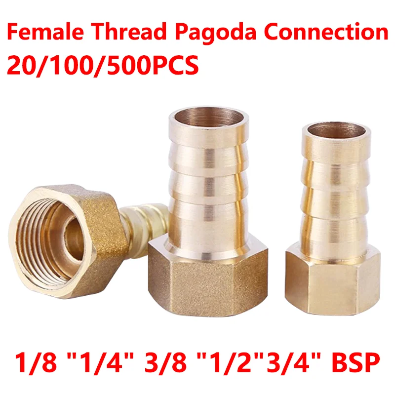 

Pagoda Connector 6 8 10 12 14 16mm Hose Barb Connector Hose Tail Thread 3/4 BSP Female Thread PC Brass Water Pipe Fittings