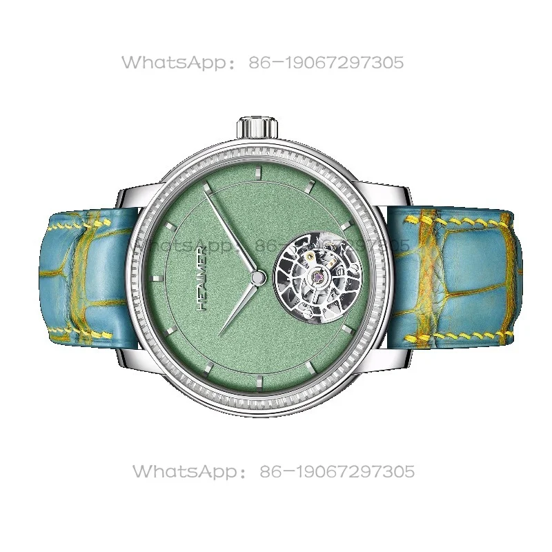 Tourbillon Mechanical Wrist Watch Hand-polished Bezel Diamond Business Watch