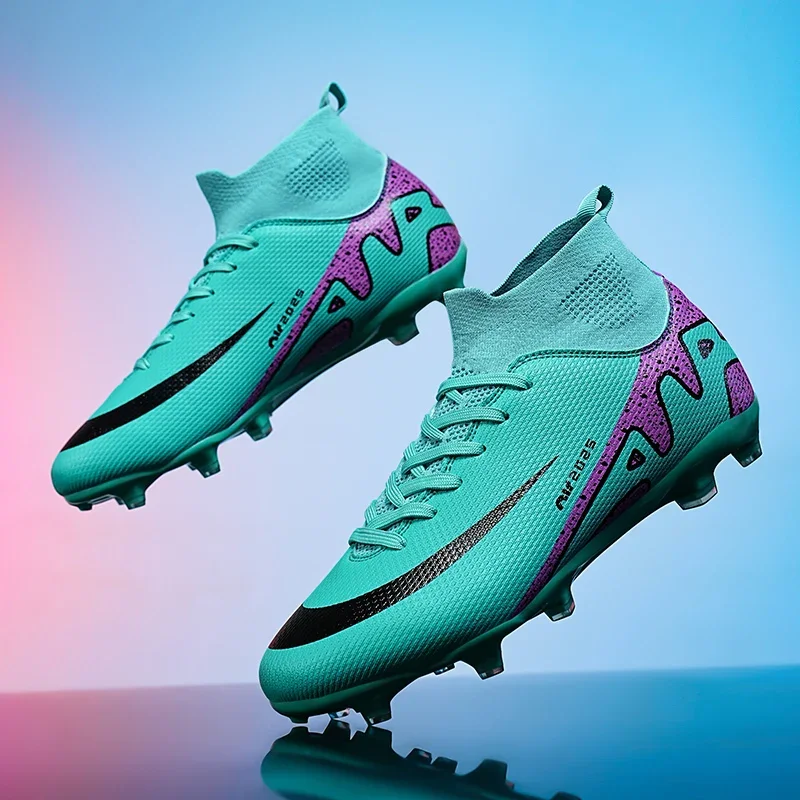 Sepatu Bot Lapangan Sepak Bola Pria Baru Sepatu Sepak Bola Cleat Ultraringan Profesional Wanita Sepatu Sepak Bola Anak Laki-laki Pergelangan Kaki Tinggi TF/FG Pertandingan Uniseks