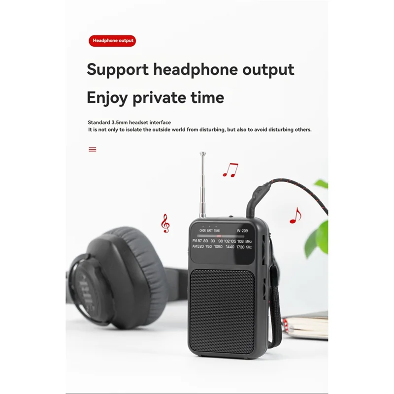 Abmf-rádio portátil de bolso am fm, rádio estéreo de 2 bandas, antena telescópica operada por rádio com entrada para fone de ouvido de 3.5mm