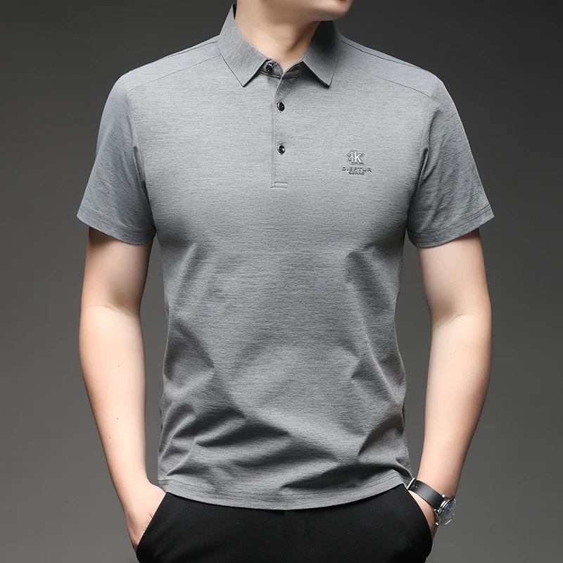 Herren-Kurzarm-Poloshirt mit gesticktem Logo, weichem, atmungsaktivem Stoff, lässiges Business-Oberteil für den täglichen Gebrauch. – Detail 11
