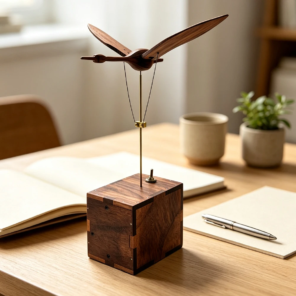 1PCS Mechanical Swan Ornament, Handcrafted Wooden Electric Bionic Marine Biological Dynamic Model