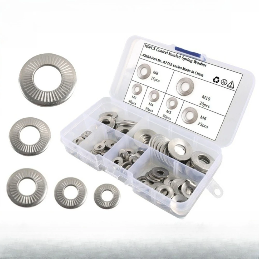 304 Stainless Steel Disc-shaped Single-sided Embossed Elastic Gasket Disc-shaped Serrated Anti-loosening Locking Gasket M3-M10