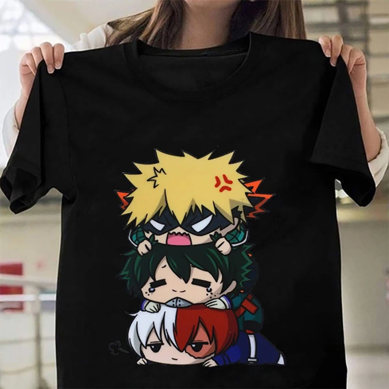 Cute Cartoon Print T-shirt Unisex Fashion Anime Harajuku T-shirt Summer Casual Personality Funny Round Neck T-shirt