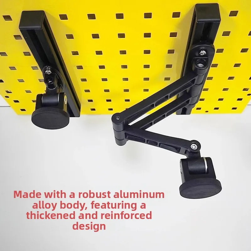 Magnetic Tablet Phone Stand Pegboard Compatible Foldable Height Adjustable No-Drill Wall Mount Display Holder