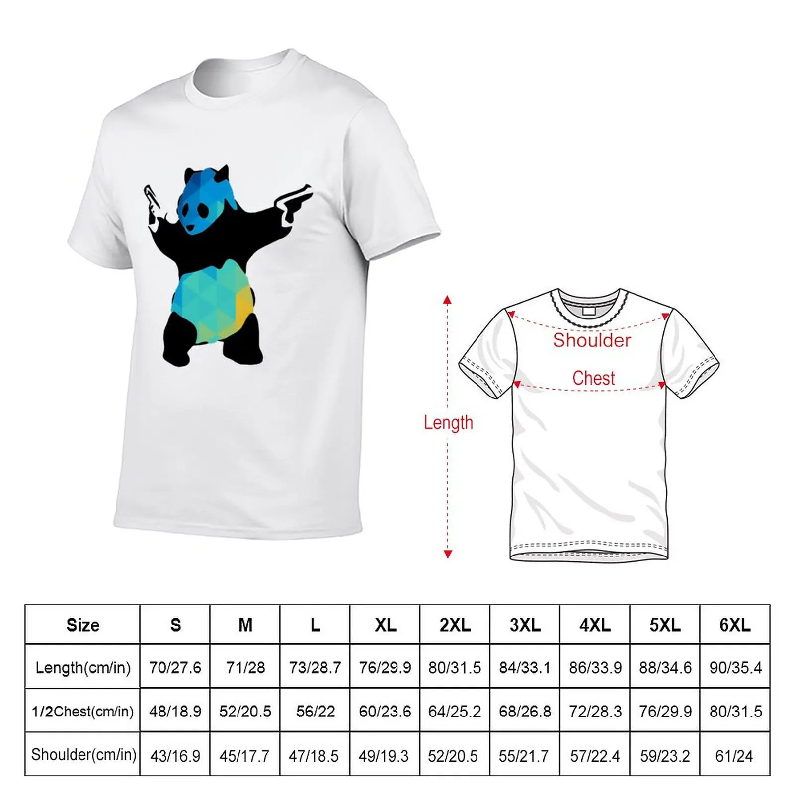 New Bansky Panda Guns Abstract Polygon Multi Color Cubism T-Shirt heavyweight t shirts boys t shirts mens t shirt graphic