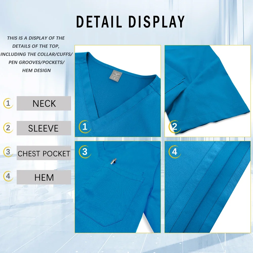 ชุดขัด Unisex โรงพยาบาลพยาบาล Workwear ผ่าตัดทางการแพทย์หมอพยาบาลตรงกางเกงชุดทันตแพทย์ Overalls Clinical เครื่องแบบ