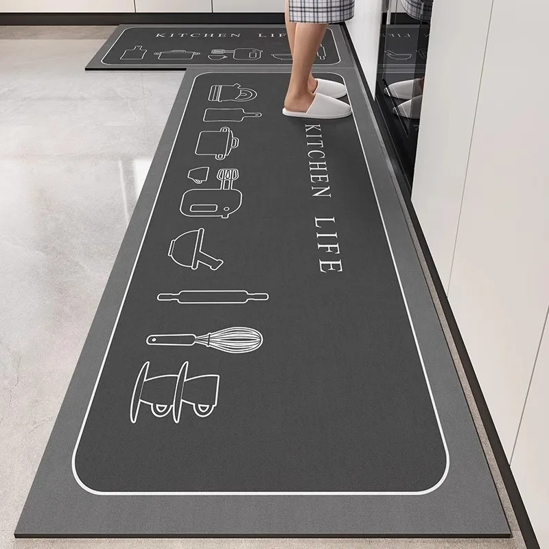 

Kitchen Rug Kitchen-specific Carpet Waterproof and Oil-resistant Vinyl Rug, Wipeable, Non-slip Floor Mat PVC Kitchen Leather Rug