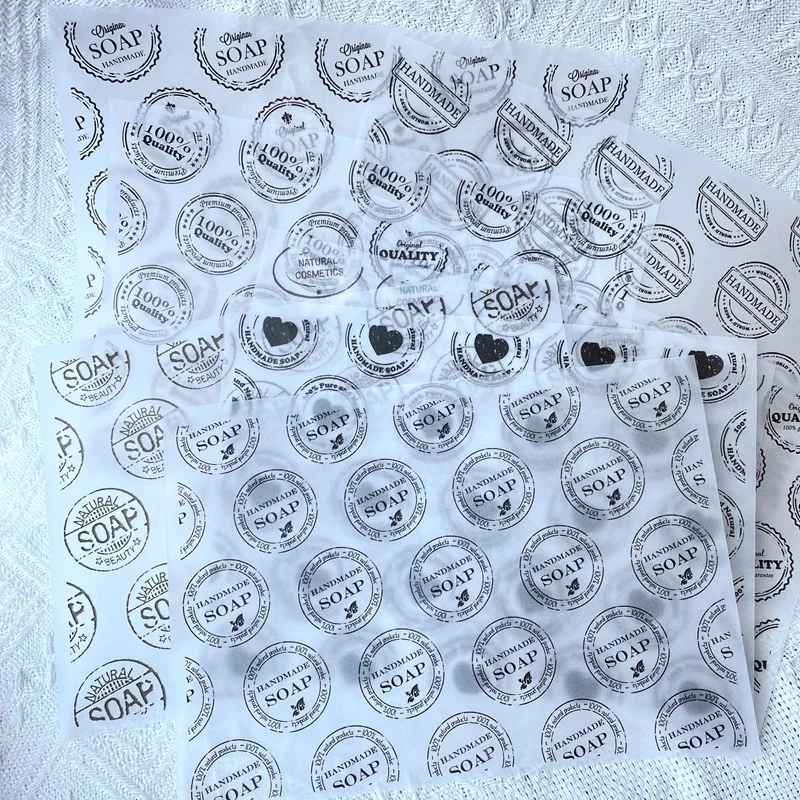 Vintage Logo 80% Transparent Wrapping Paper for Gift Handmade Soap Wrapping Paper Customzied Logo 100 Sheets