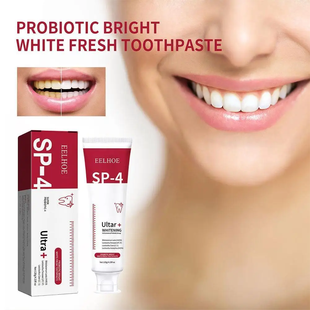 Dentifrice éclaircissant probiotique pour les dents, 120g, SAF, élimination de l'haleine, soins des dents, livres oraux, plaque blanchissante, désodorisant dentaire, A0J1